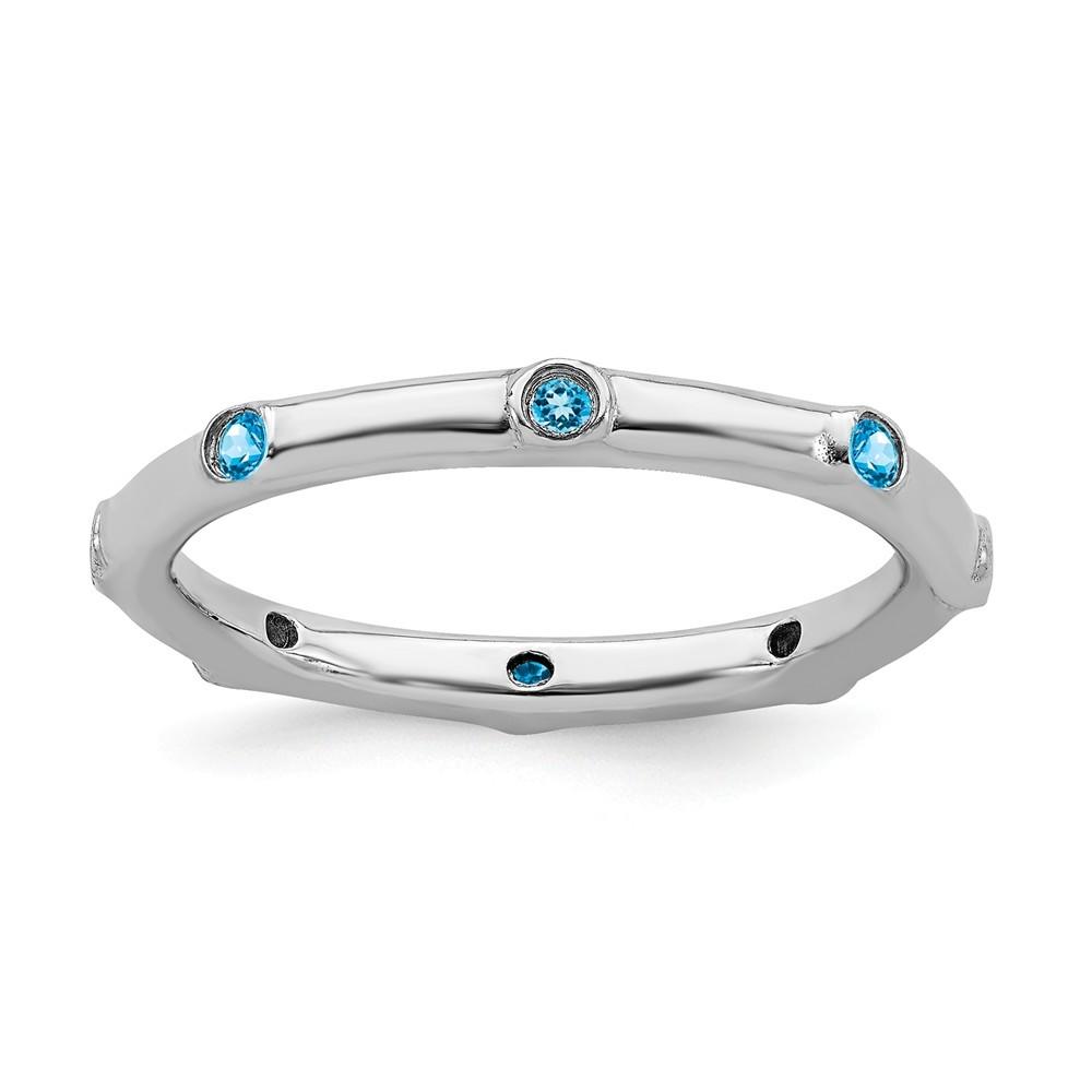 Jewelryweb Sterling Silver Stackable Expressions Blue Topaz Ring - Size 6