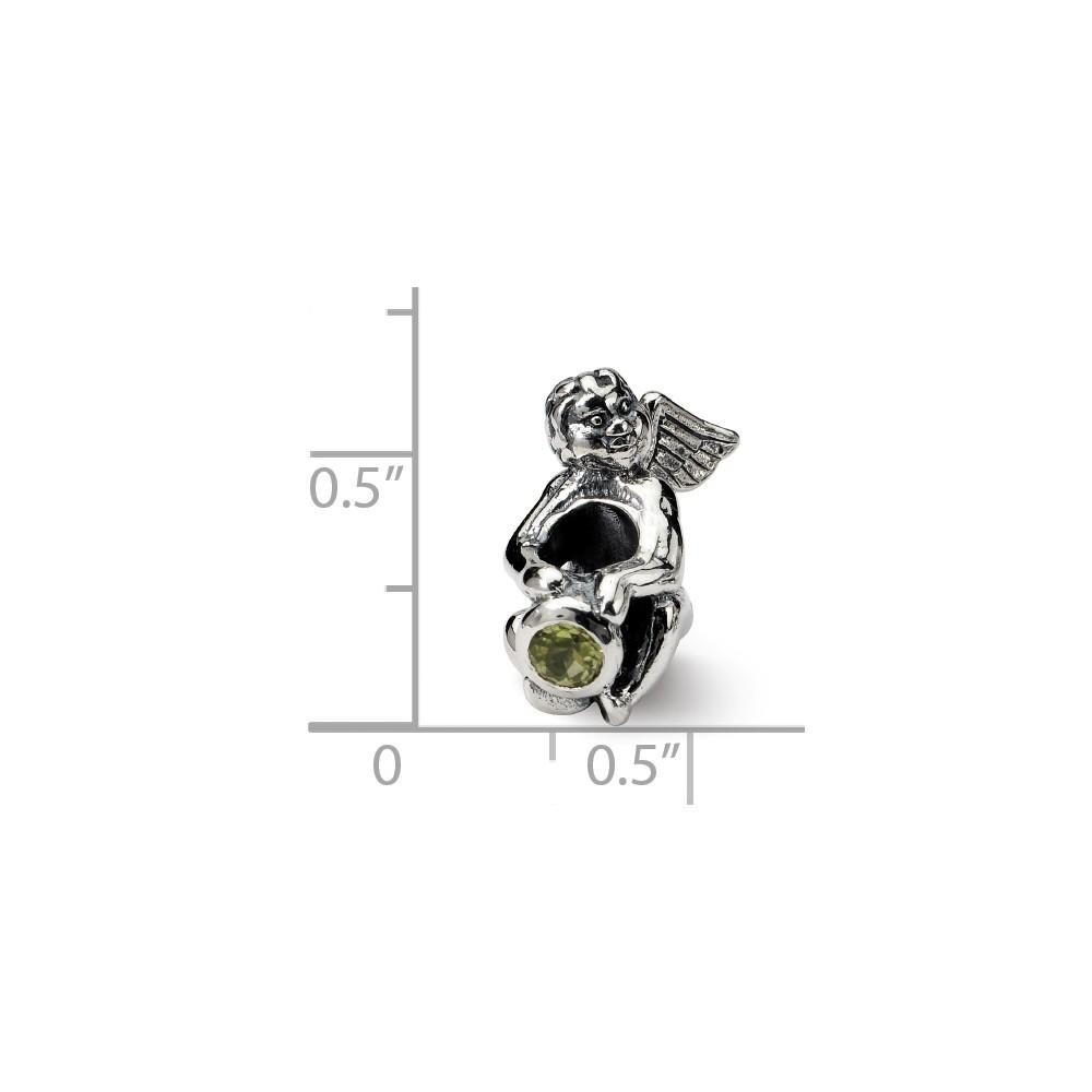 Jewelryweb Sterling Silver Reflections August Cubic Zirconia Antiqued Bead Charm
