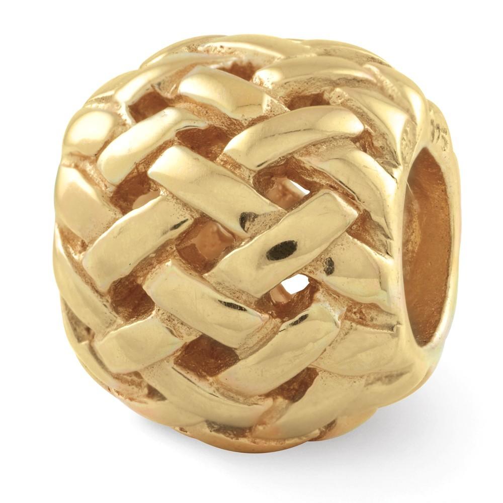 Jewelryweb Sterling Silver Gold-Flashed Reflections Basketweave Bali Bead Charm