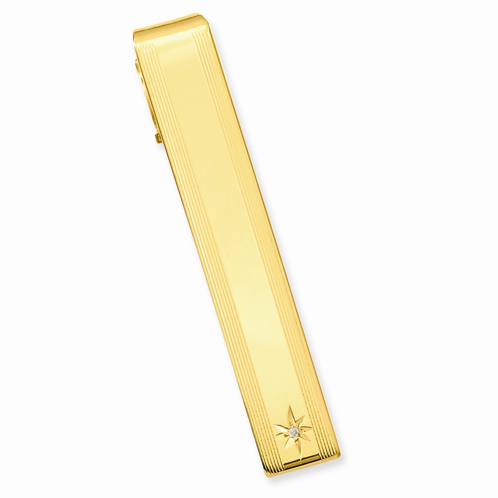 Jewelryweb Gold-Flashed .01 Ct. Diamond Tie Bar