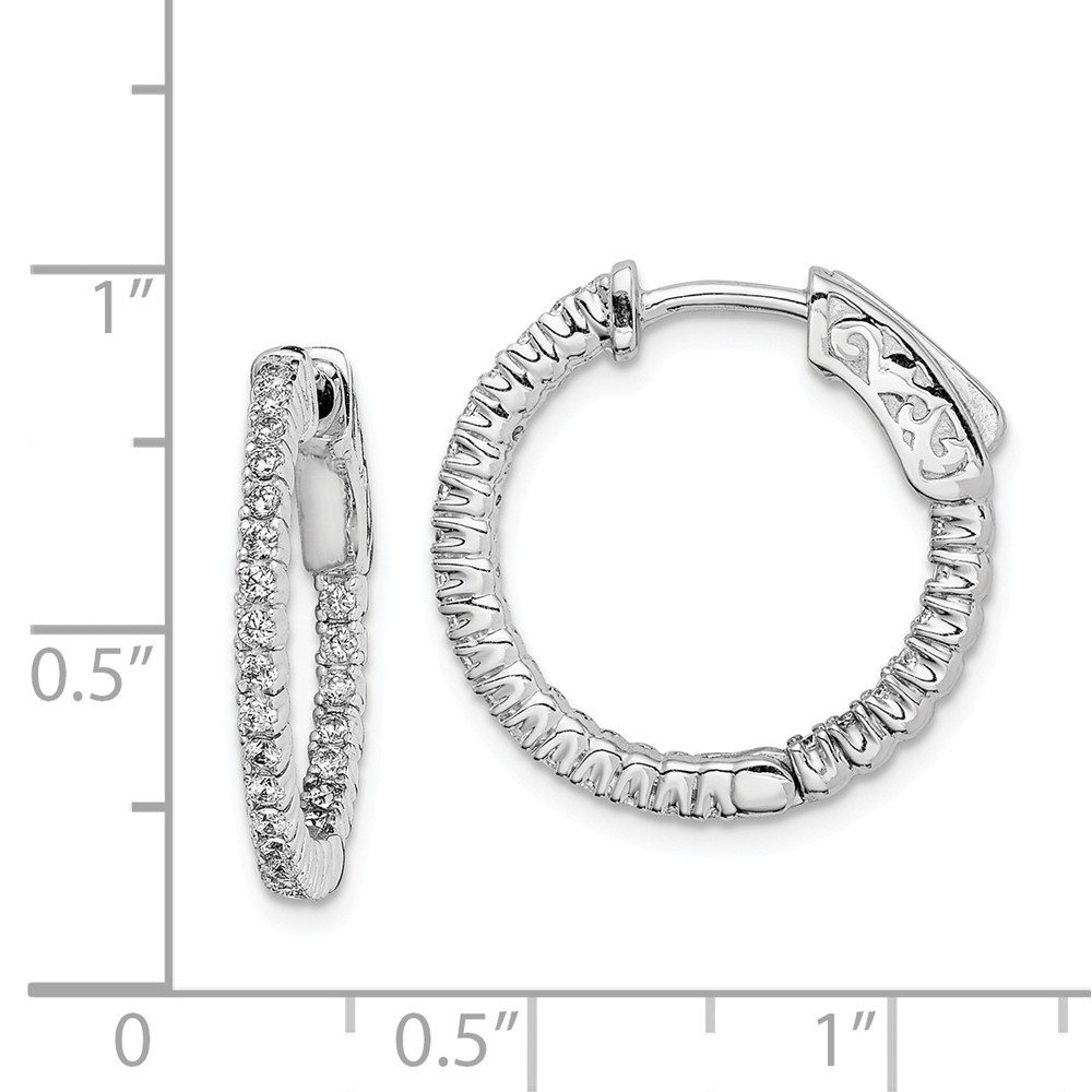Jewelryweb Sterling Silver Cubic Zirconia Round Hoop Earrings - Measures 15x15mm Wide 2mm Thick