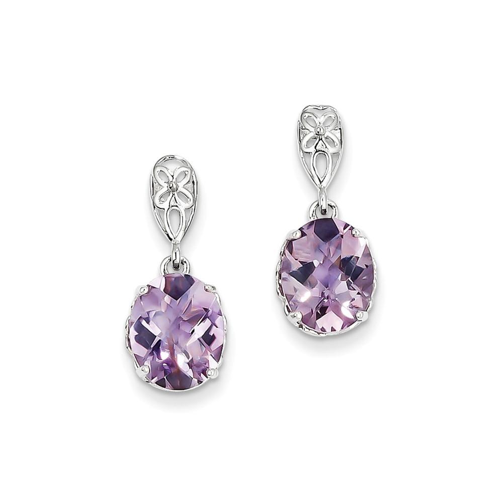 Jewelryweb Sterling Silver Pink Quartz Earrings