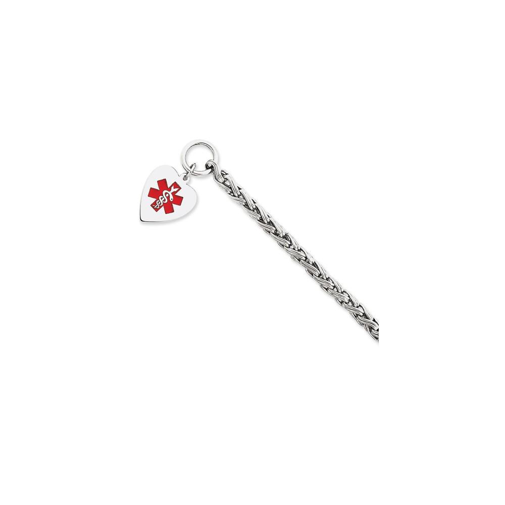 Jewelryweb Sterling Silver Enameled Heart Med. ID Bracelet - 7.75 Inch - Toggle