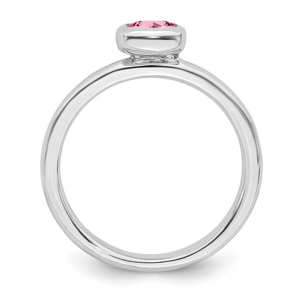 Jewelryweb Sterling Silver Stackable Expressions Cushion Cut Pink Tourm. Ring - Size 7