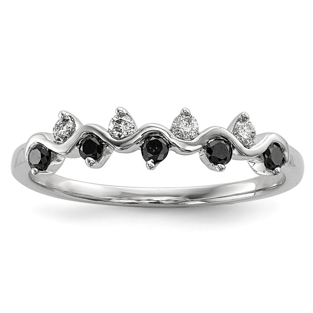 Jewelryweb Sterling Silver Rhodium Plated Back and White Diamond Ring - Size 8