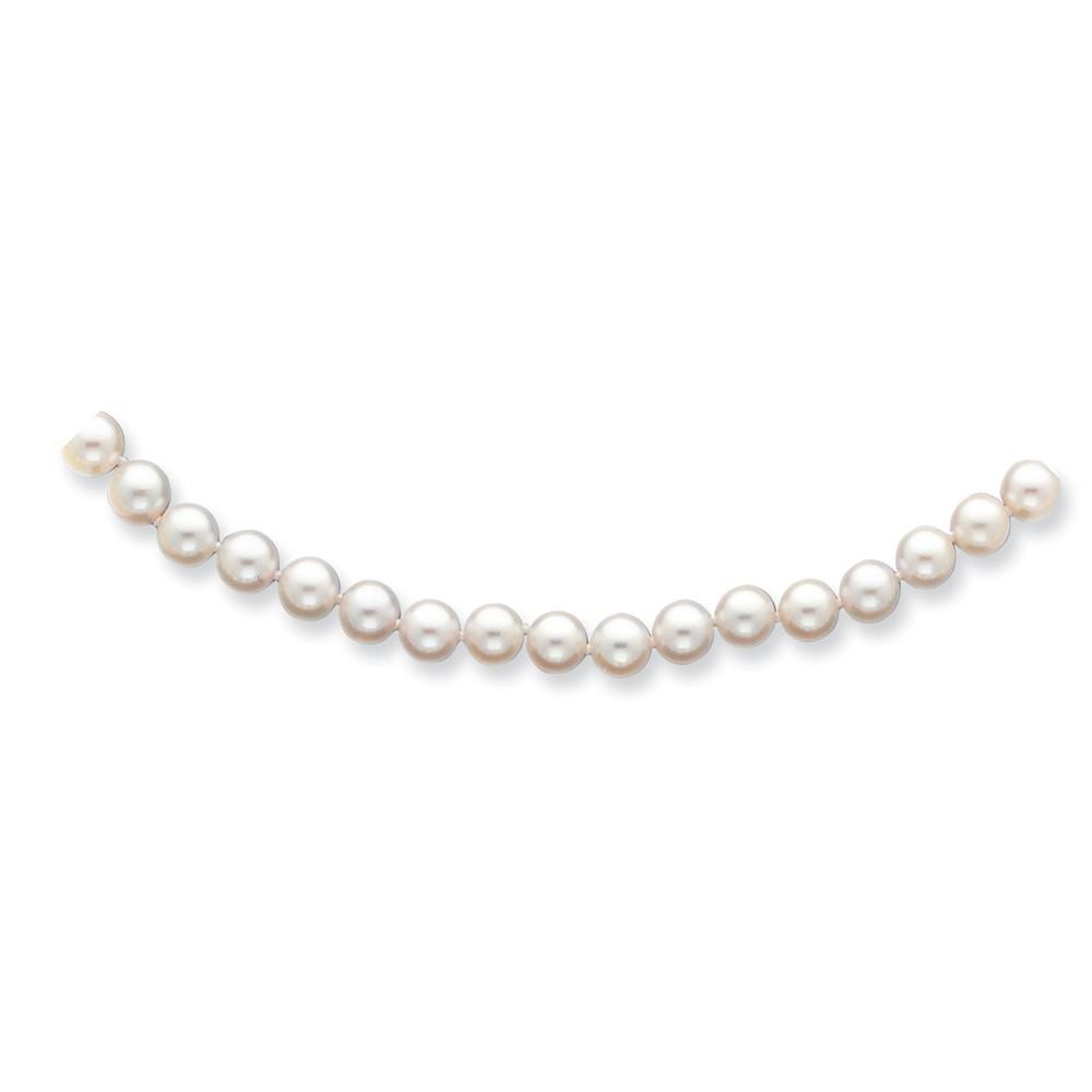 Jewelryweb 14k 6.5-7mm White Akoya SW Freshwater Cultured Pearl Necklace - 24 Inch