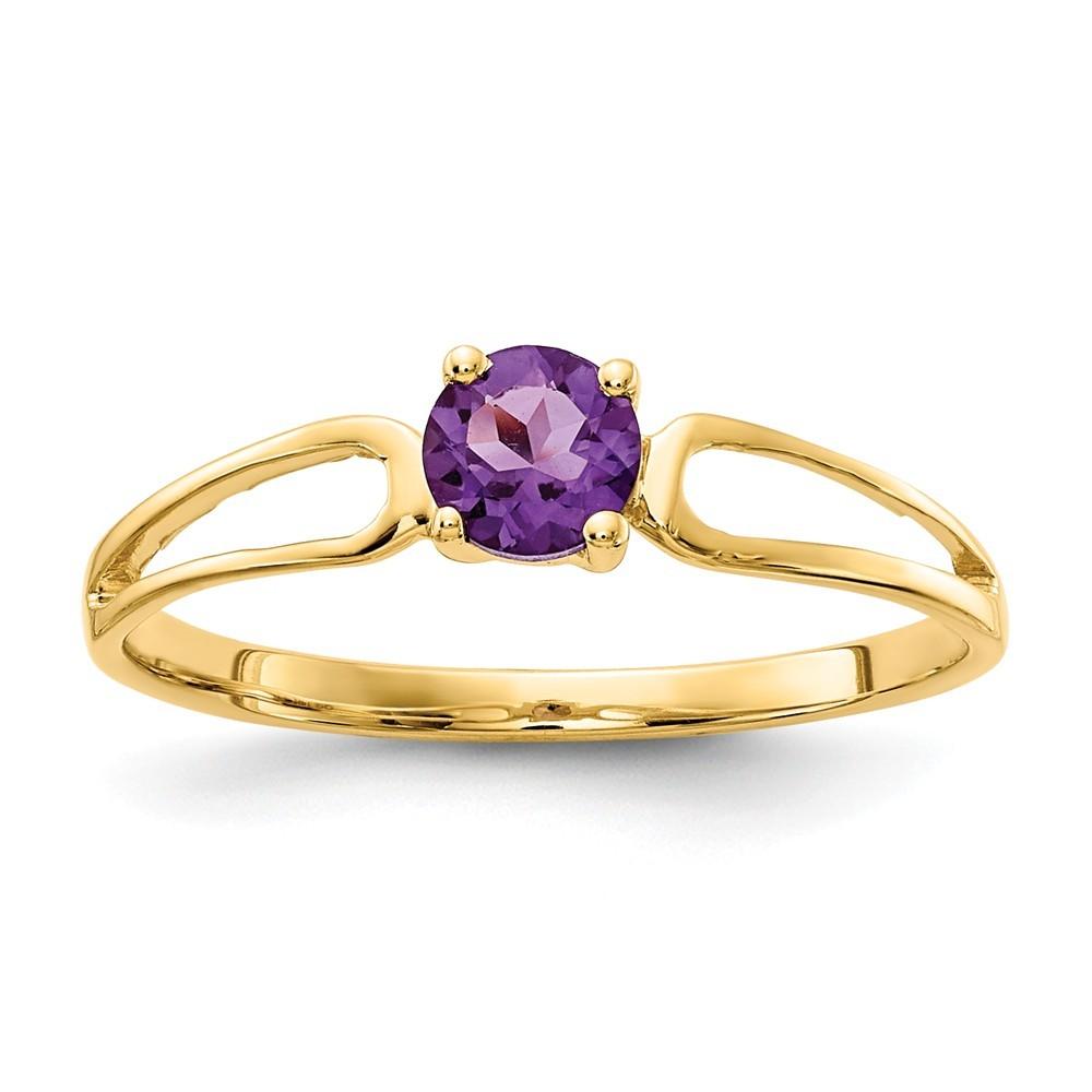 Jewelryweb 14k Yellow Gold Amethyst Diamond Ring - Size 6.00