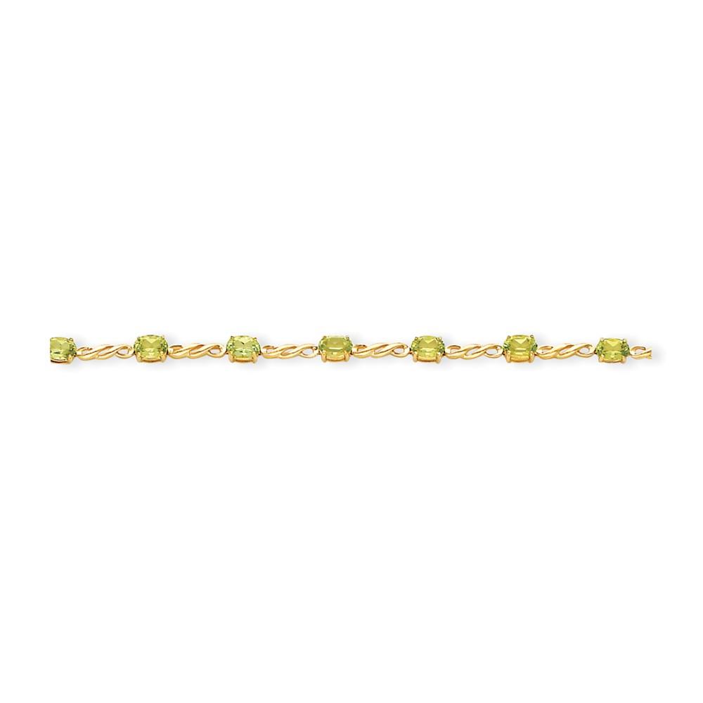 Jewelryweb 14k Yellow Gold Peridot Bracelet - 7 Inch - 6mm - Lobster Claw