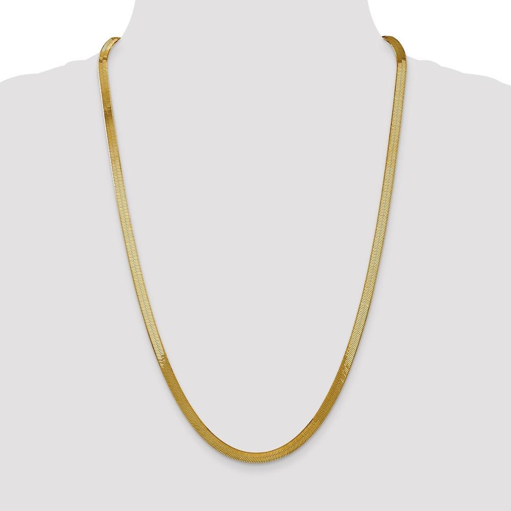 Jewelryweb 14k Yellow Gold 5.0mm Silky Herringbone Chain Necklace - 18 Inch - Lobster Claw