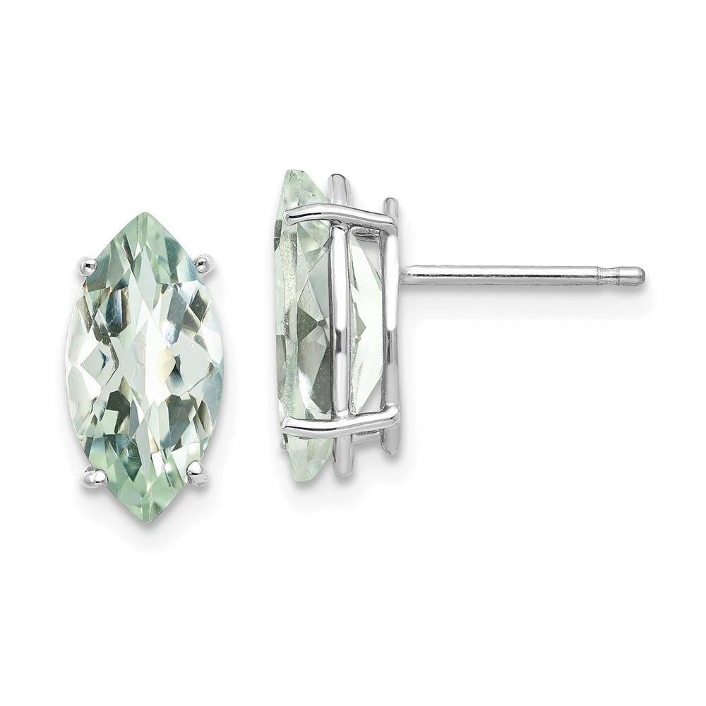 Jewelryweb 14k White Gold Marquise 4-prong 12 X 6mm Green Amethyst Earrings - Measures 13x6mm Wide