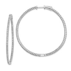 Jewelryweb Sterling Silver Cubic Zirconia Round Hoop Earrings - Measures 44x44mm Wide 2mm Thick