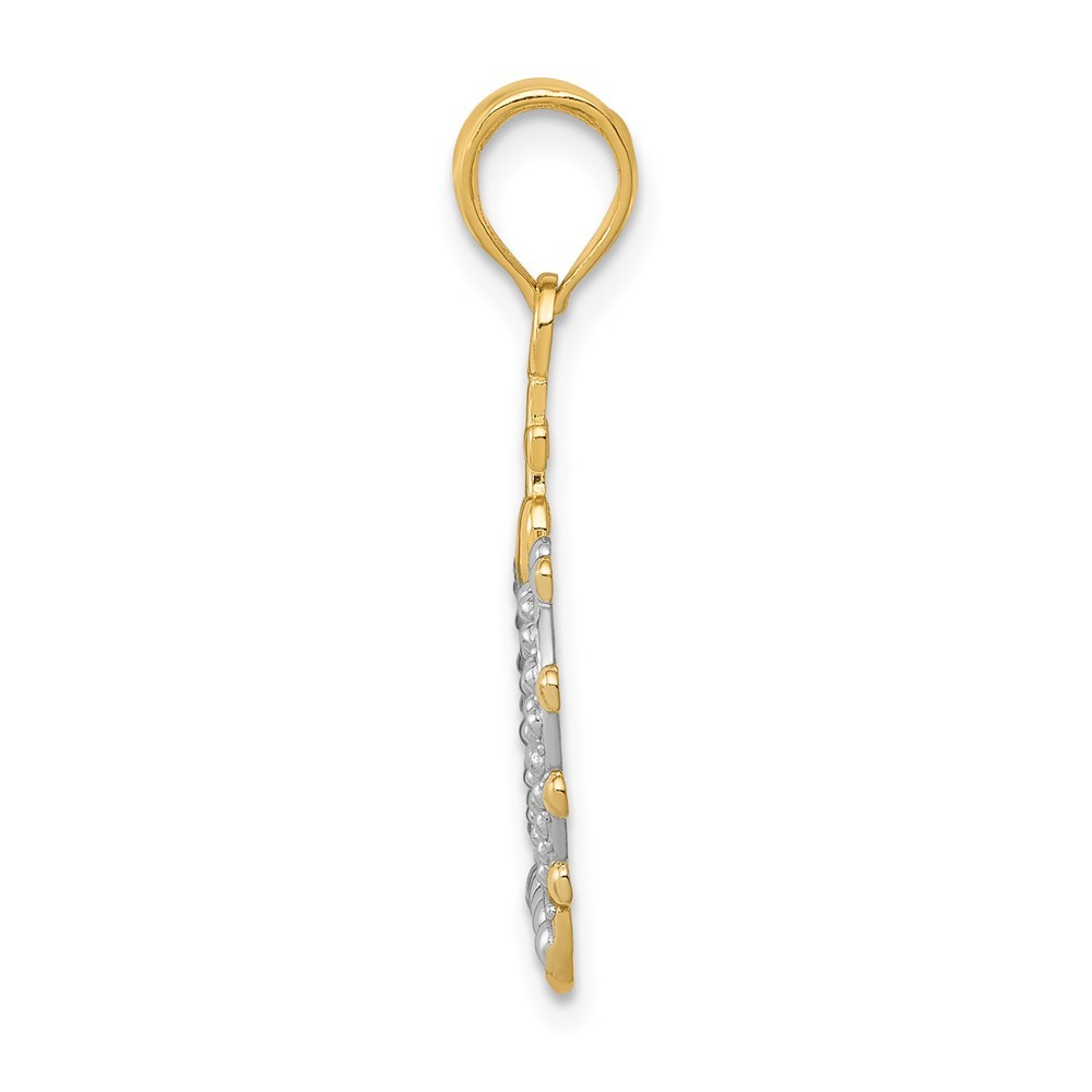 Jewelryweb 14k Yellow Gold Rhodium Crown Pendant - Measures 26.3x20.6mm