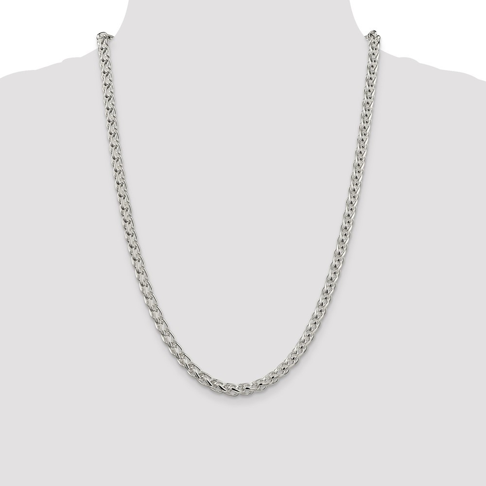Jewelryweb Sterling Silver Wheat Chain - 8mm - 30 Inch - Lobster Claw