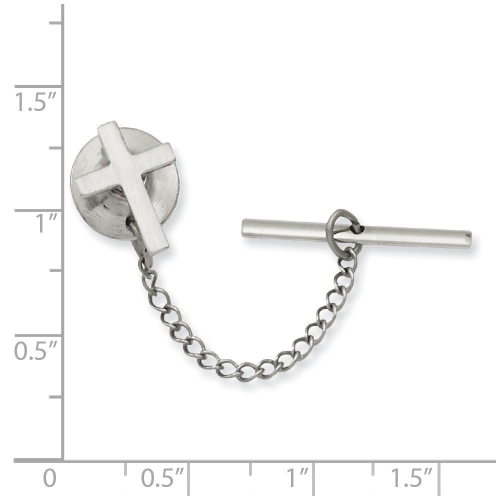 Jewelryweb Rhodium-plated Small Plain Cross Tie Tack - Measures 13x10mm Wide