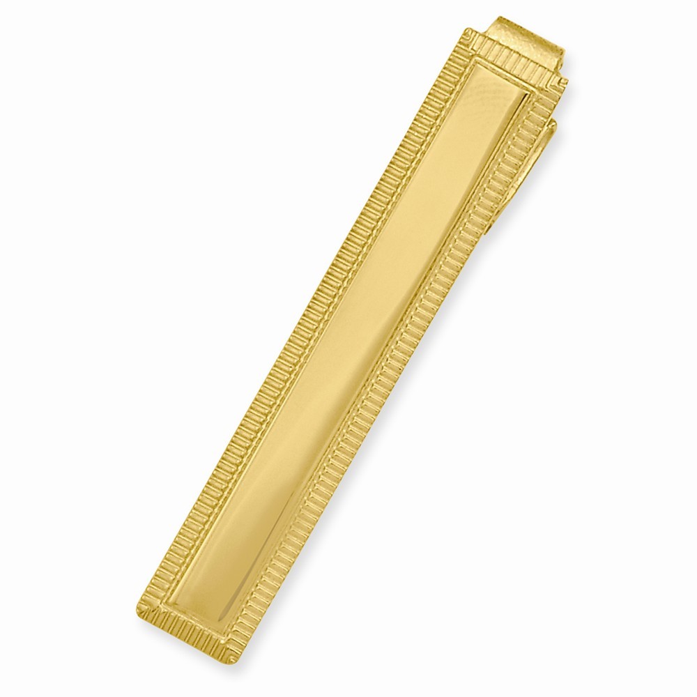 Jewelryweb Gold-Flashed Lined Edge Tie Bar