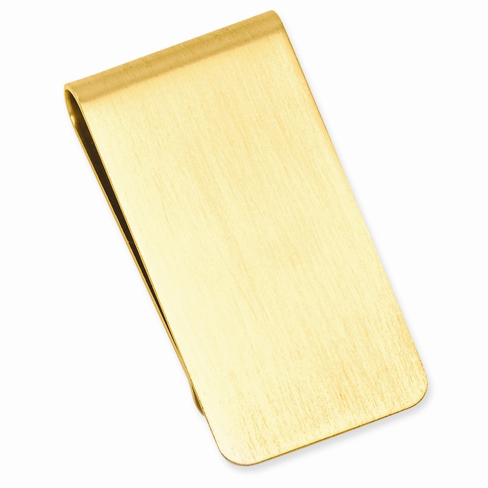 Jewelryweb Gold-Flashed Satin Rectangle Money Clip - Measures 50x25mm Wide