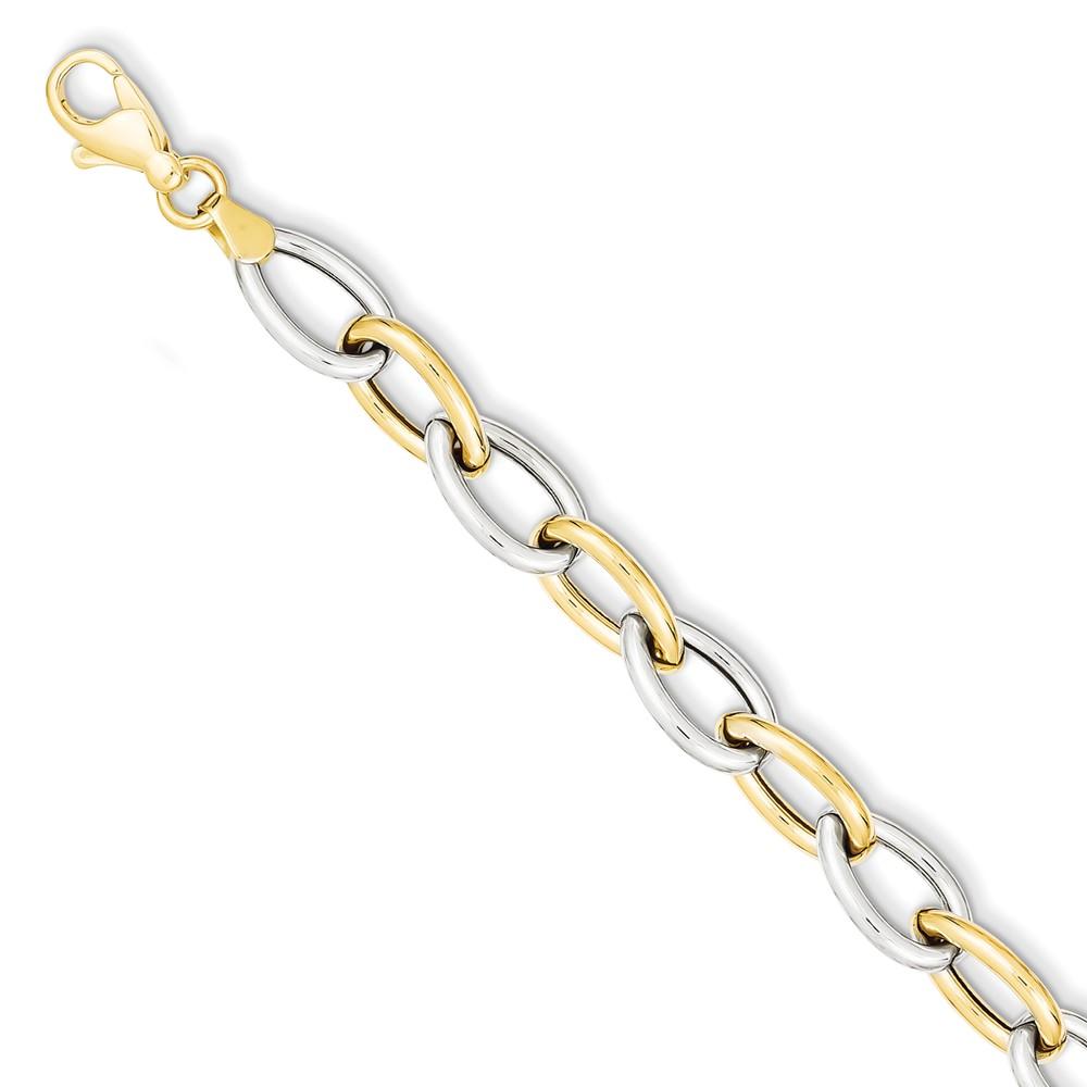 Jewelryweb 14k Two-Tone Gold 8.5 Inch Polished Fancy Link Bracelet - Lobster Claw