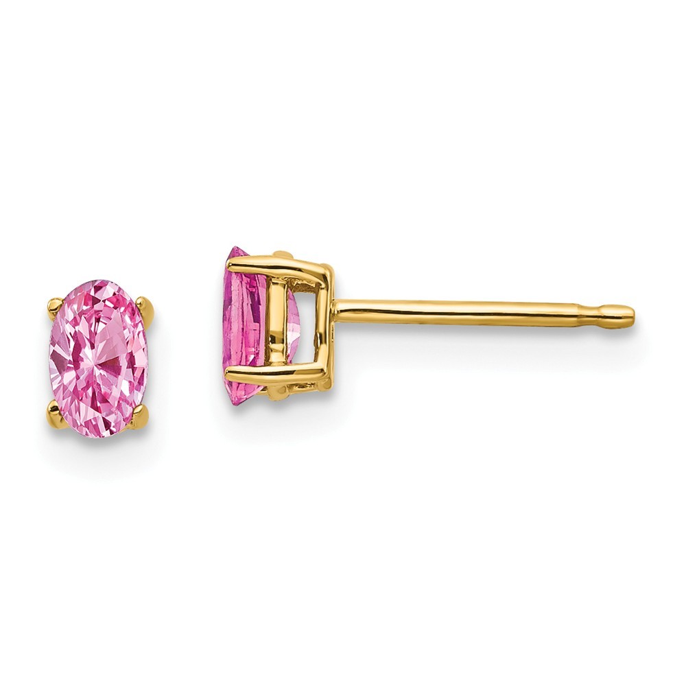 Jewelryweb 14k Yellow Gold Pink Sapphire Earrings - Measures 5x3mm Wide
