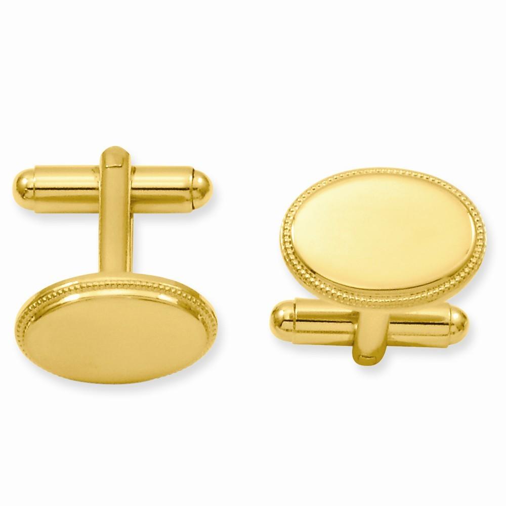 Jewelryweb Gold-Flashed Oval Beaded Cuff Links
