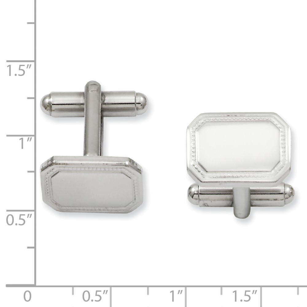 Jewelryweb Rhodium-plated Polished Rectangle Cuff Links