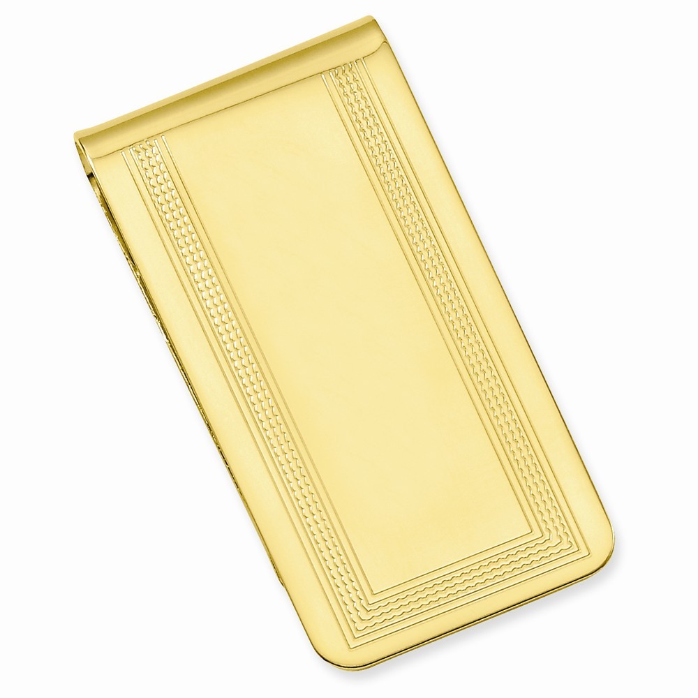 Jewelryweb Gold-Flashed Polished with Engraveable Area Money Clip - Measures 50x25mm Wide
