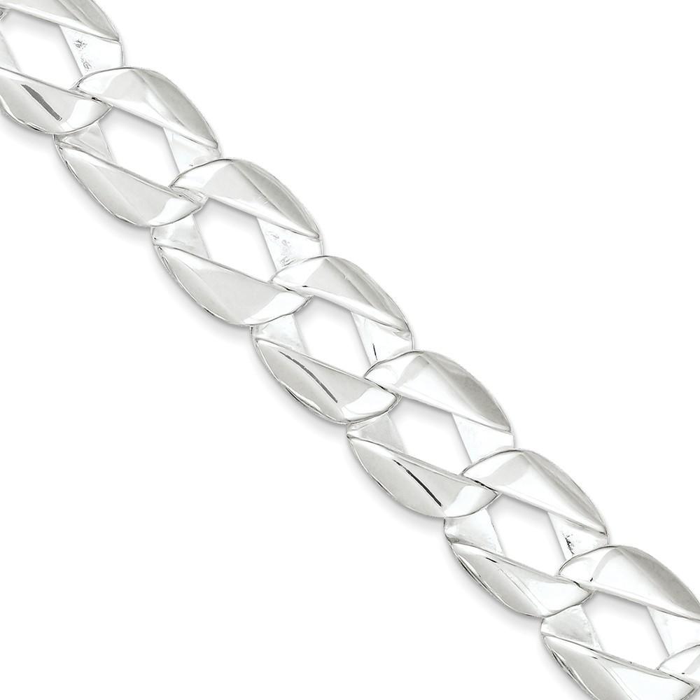 Jewelryweb Sterling Silver Fancy Link hook Bracelet - 8.5 Inch - Ball and Hook