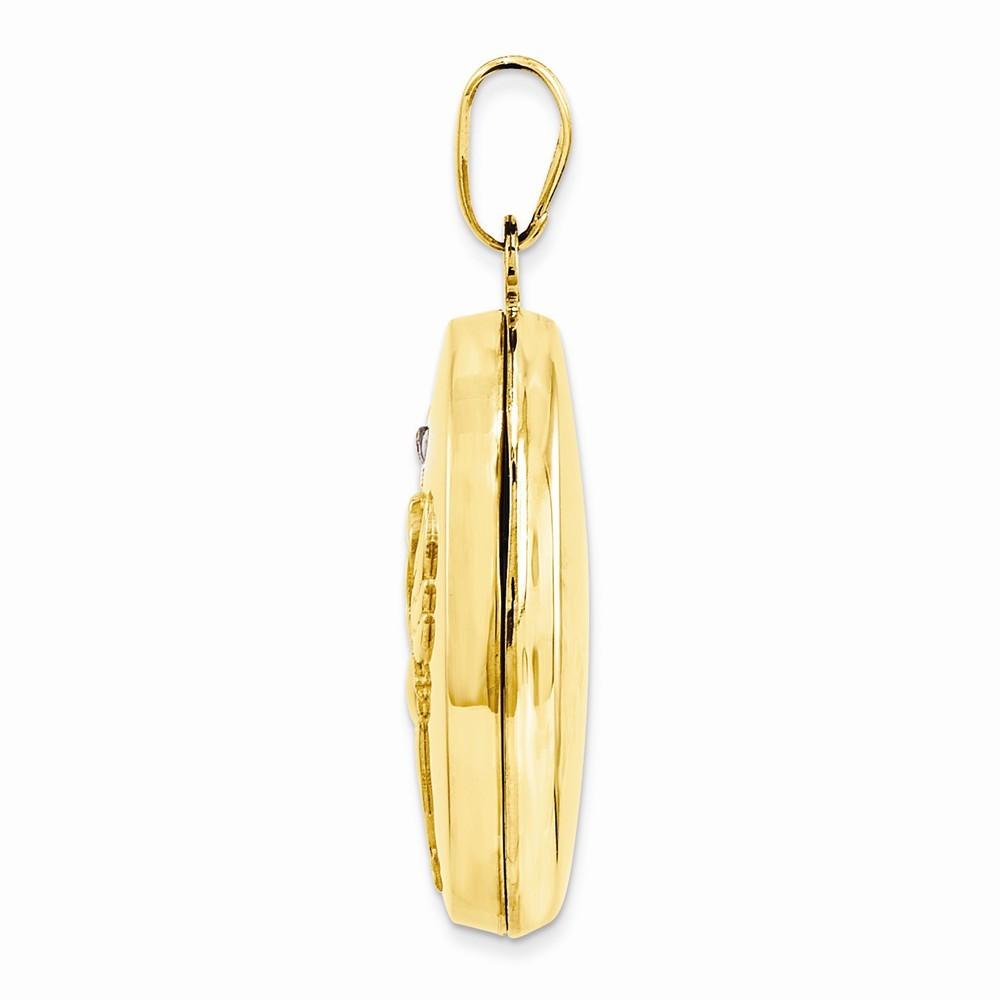 Jewelryweb 14k Yellow Gold 17mm Oval Rhodium Diamond Wishkeeper Locket
