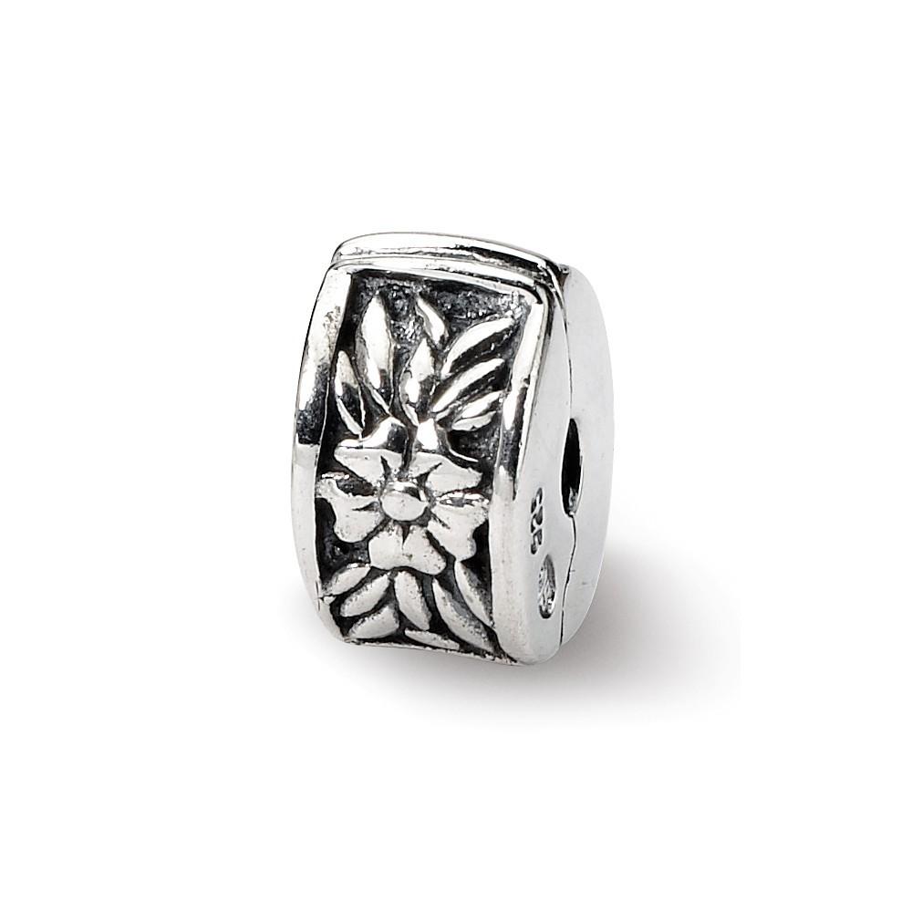Jewelryweb Sterling Silver Reflections Kids Floral Clip Bead Charm
