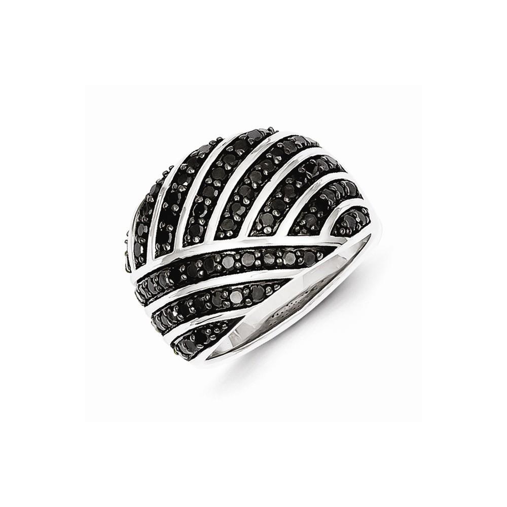 Jewelryweb Sterling Silver Black Diamond Diamond Ring - Size 7
