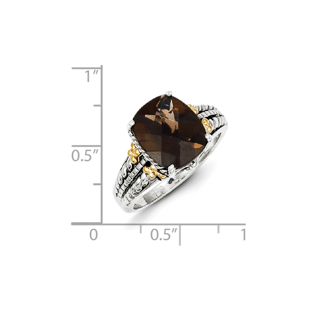 Jewelryweb Sterling Silver With 14k 3.70Smokey Quartz Ring - Size 7