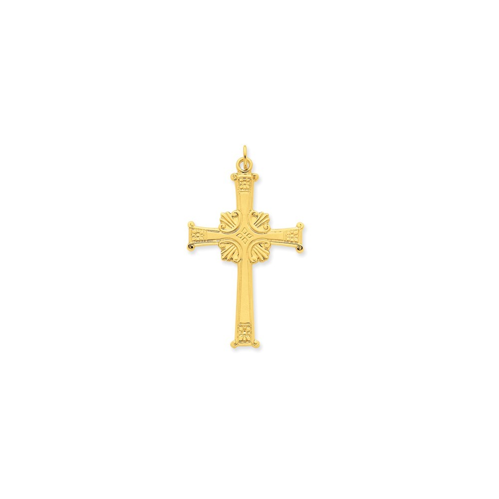 Jewelryweb Sterling Silver and 24k Gold-Flashed Latin Cross Pendant