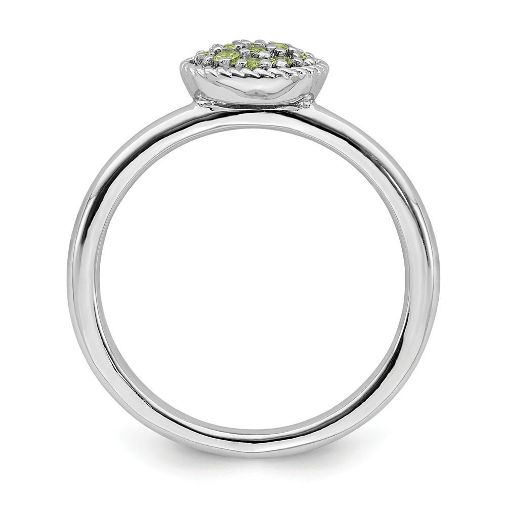 Jewelryweb Sterling Silver Stackable Expressions Peridot Rhodium Ring - Size 10