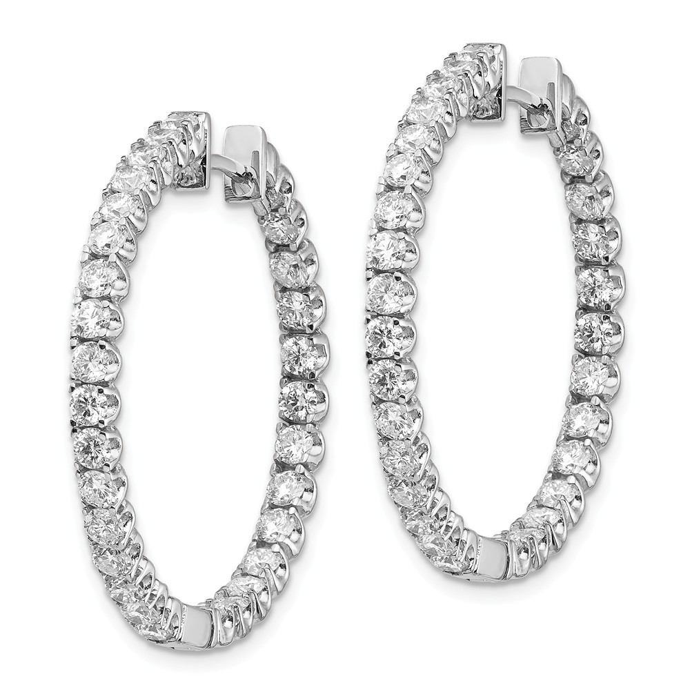 Jewelryweb 14k White Gold Diamond Hinged Hoop Earrings - Measures 36x36mm Wide 2.3mm Thick