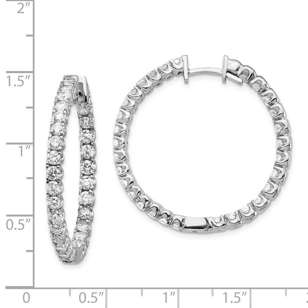 Jewelryweb 14k White Gold Diamond Hinged Hoop Earrings - Measures 36x36mm Wide 2.3mm Thick