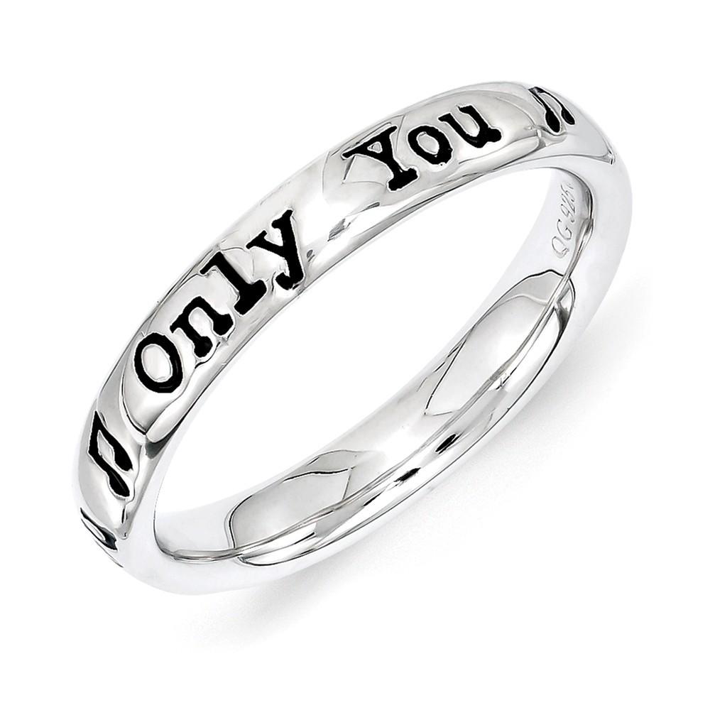 Jewelryweb 3.25mm Sterling Silver Stackable Expressions Lyric Only You Ring - Size 9