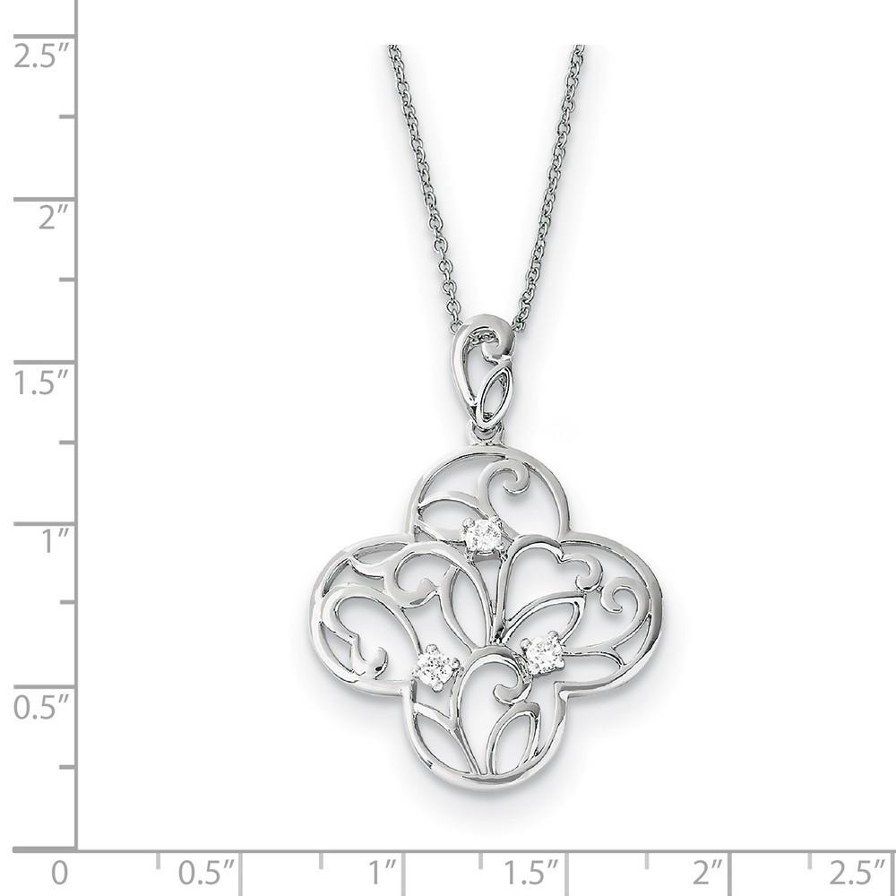 Jewelryweb Sterling Silver Cubic Zirconia Tranquility 18inch Cross Necklace