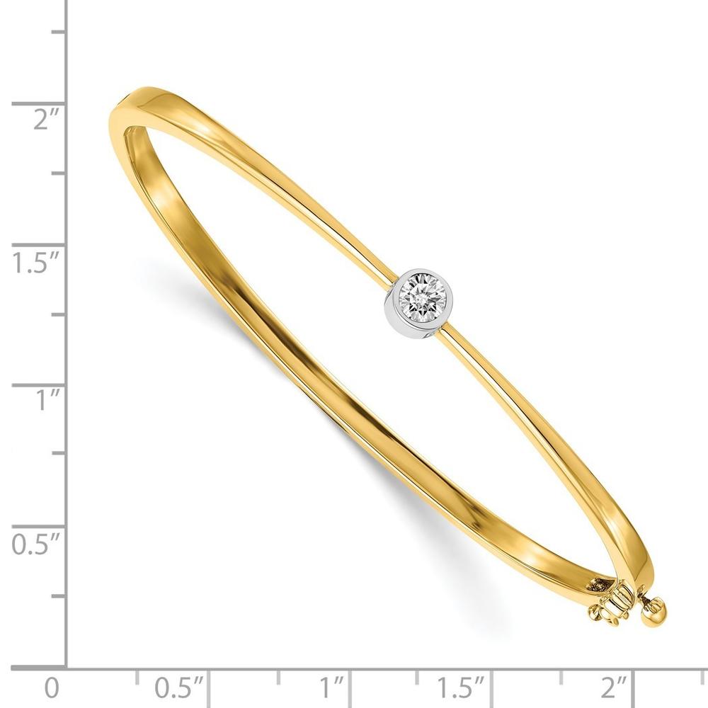 Jewelryweb 14k Two-Tone Gold Diamond Bangle Bracelet - Measures 3mm Wide