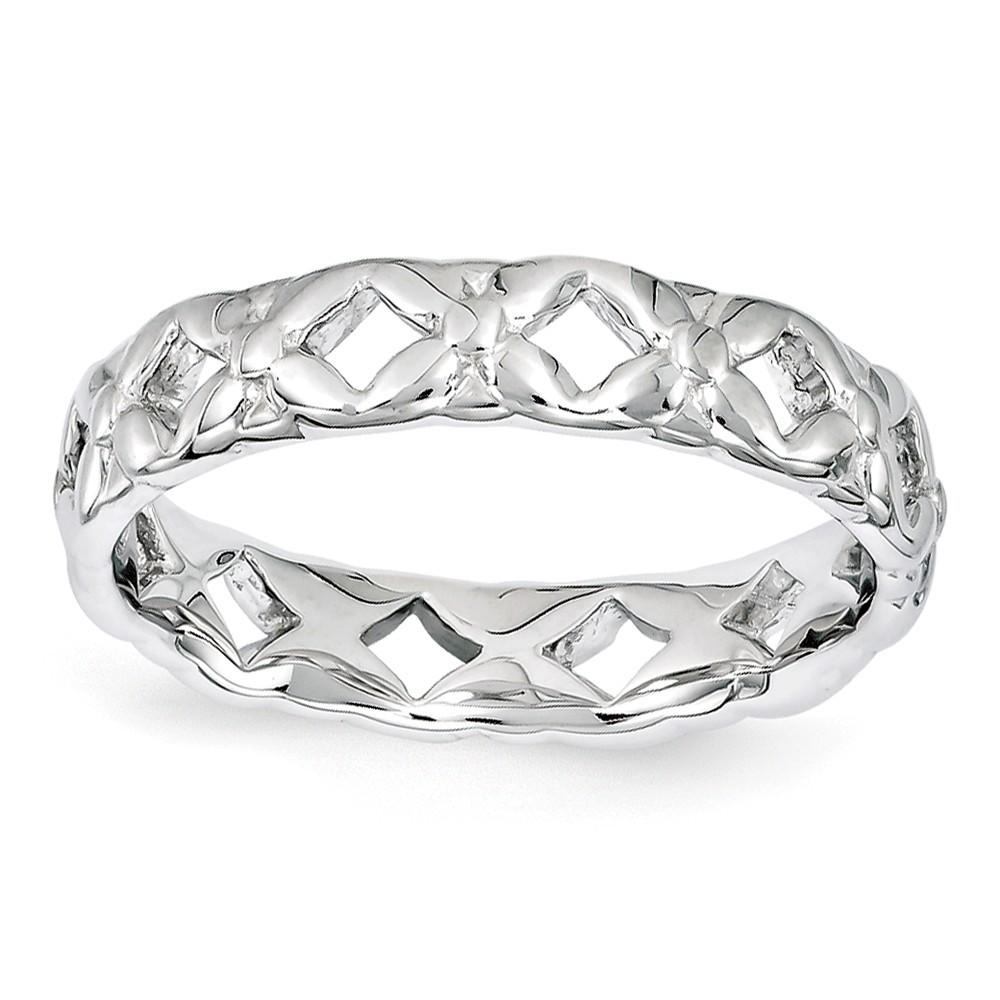 Jewelryweb 4.5mm Sterling Silver Stackable Expressions Carved Ring - Size 5