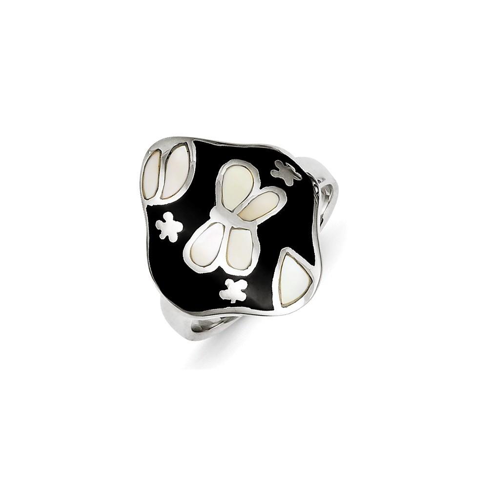 Jewelryweb Sterling Silver Simulated Mother of Pearl and Simulated Stone Ring - Size 7