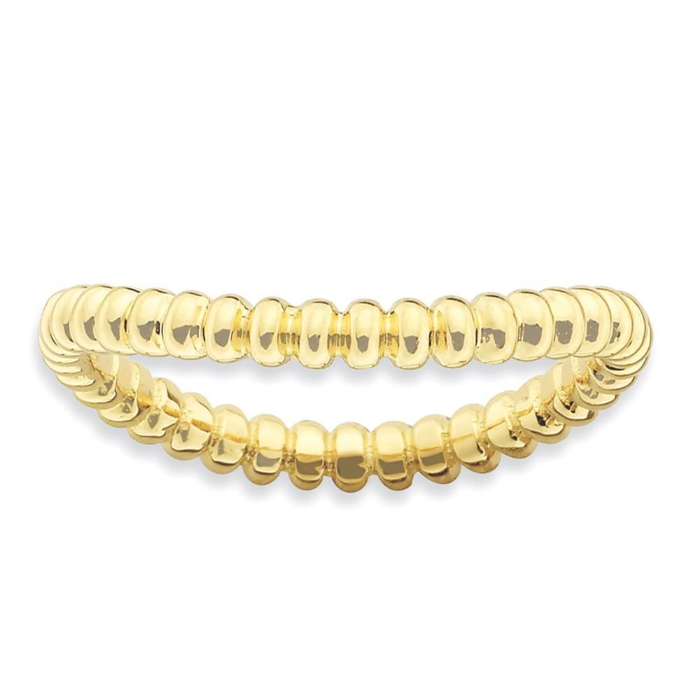 Jewelryweb 2.25mm Sterling Silver Stackable Expressions Polished Gold-FlashedWave Ring - Size 5