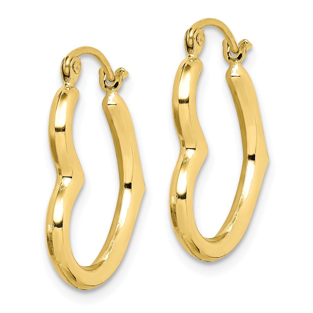 Jewelryweb 10k Yellow Gold Hollow Heart Shape Hollow Hoop Earrings - Measures 22x19mm Wide 3mm Thick