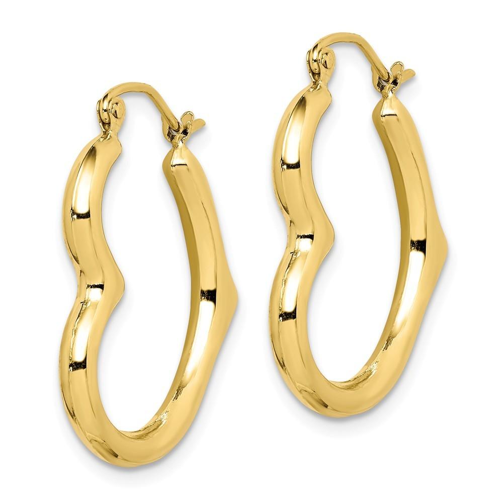 Jewelryweb 10k Yellow Gold Hollow Heart Shape Hoop Earrings - Measures 26x23mm Wide 3mm Thick