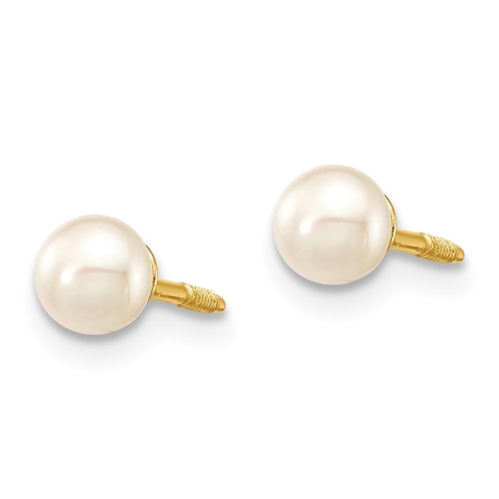Jewelryweb 14k Yellow Gold Childs Freshwater Cultured Pearl Set - Bracelet and Post Earrings