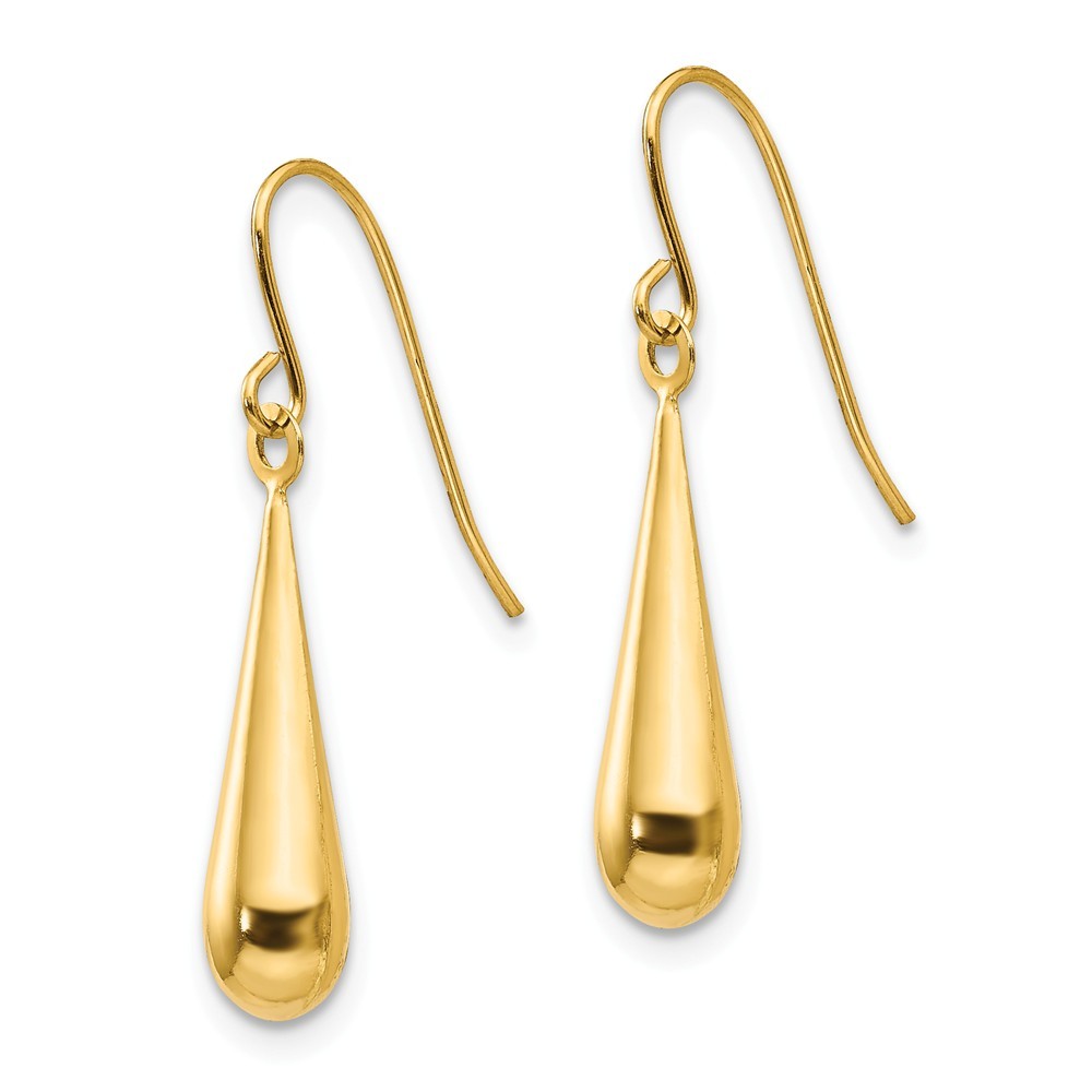 Jewelryweb 14k Yellow Gold Tear Drop Earrings - Measures 24x4mm
