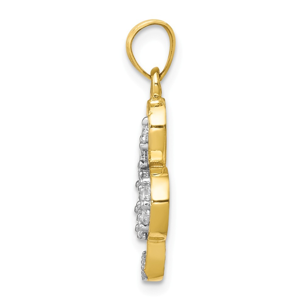 Jewelryweb 10k Yellow Gold Cubic Zirconia Treble Clef Charm