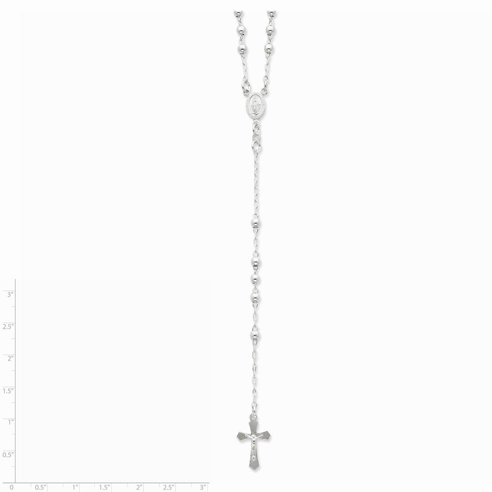 Jewelryweb Sterling Silver Polished Rosary Necklace - 18 Inch