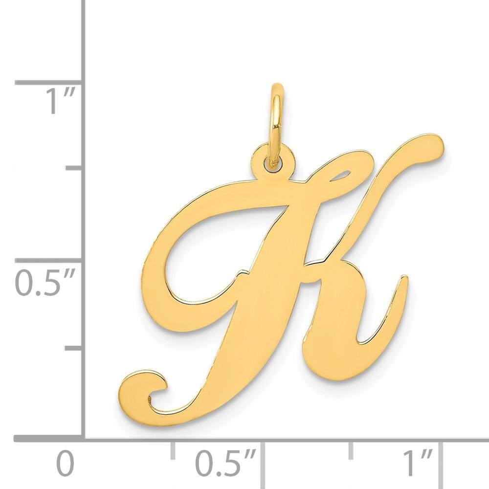 Jewelryweb 14k Yellow Gold Large Fancy Script Initial K Charm - Measures 21.2x25.3mm