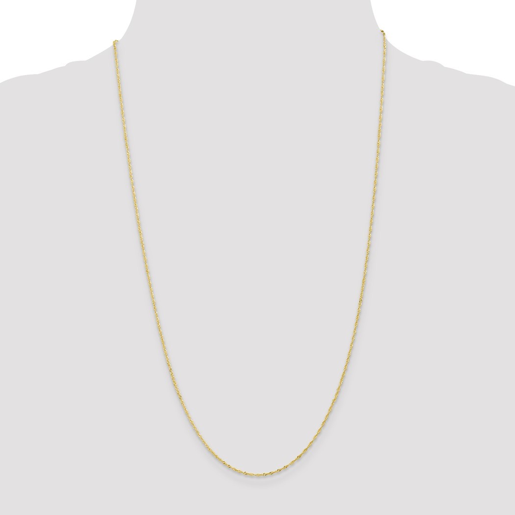 Jewelryweb 10k Yellow Gold Singapore Chain Necklace - 20 Inch - Measures 1mm Wide
