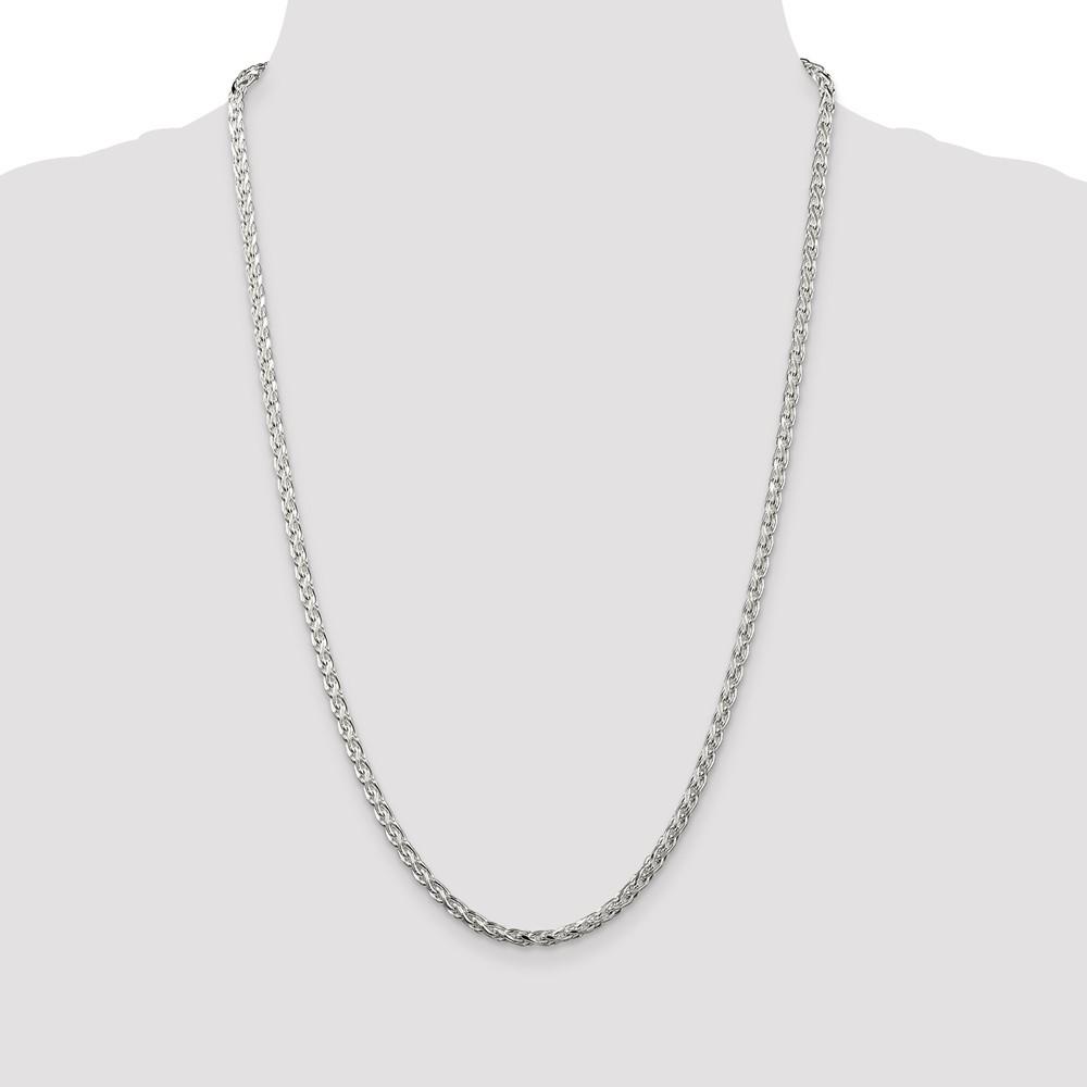Jewelryweb Sterling Silver 3.50mm Sparkle-Cut Round Spiga Chain Necklace - 18 Inch
