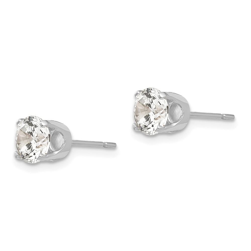 Jewelryweb 14k White Gold 5.75mm Cubic Zirconia Stud Earrings - Measures 7x7mm Wide